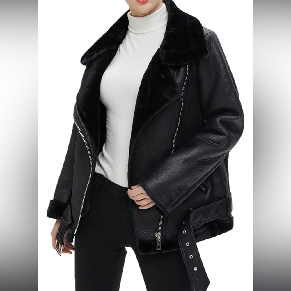 Shearling faux leather coat